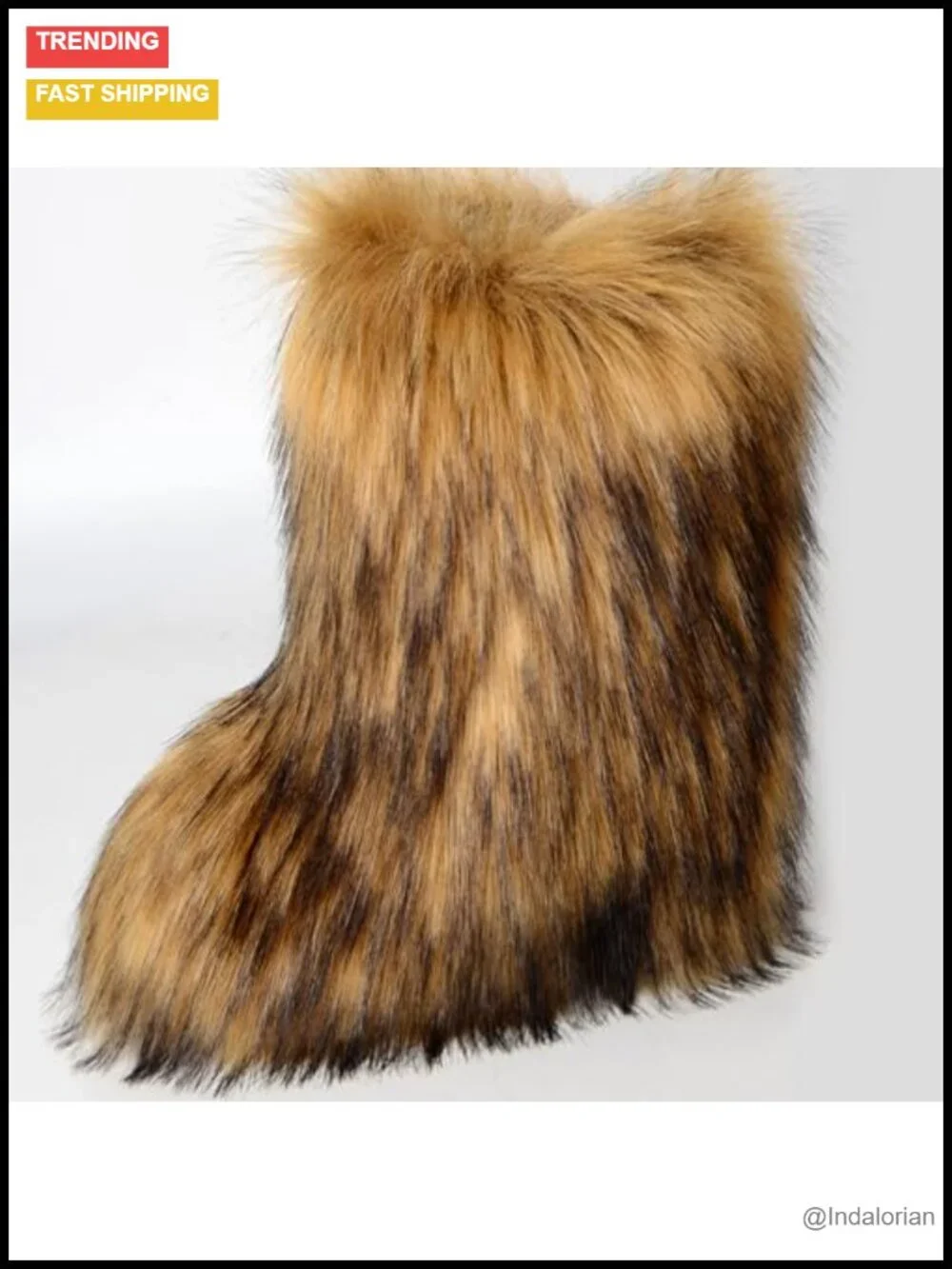 Women's Knee High Faux Fur Snow Boots Winter Fluffy Flat Heel
